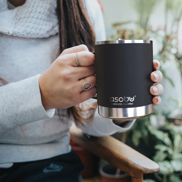 ASOBU® The Ultimate Stainless Steel Ceramic-Coated Coffee Mug, 12-Oz. (Black)