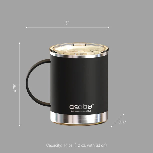 ASOBU® The Ultimate Stainless Steel Ceramic-Coated Coffee Mug, 12-Oz. (Black)