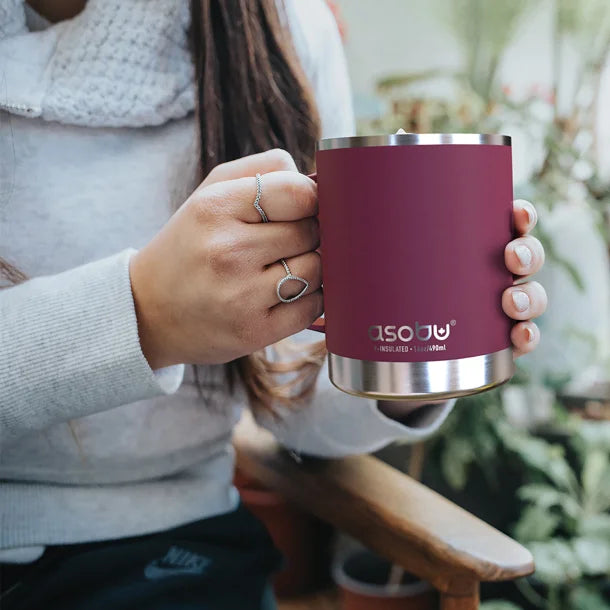 ASOBU® The Ultimate Stainless Steel Ceramic-Coated Coffee Mug, 12-Oz. (Red)