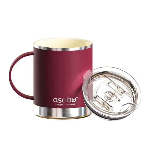 ASOBU® The Ultimate Stainless Steel Ceramic-Coated Coffee Mug, 12-Oz. (Red)