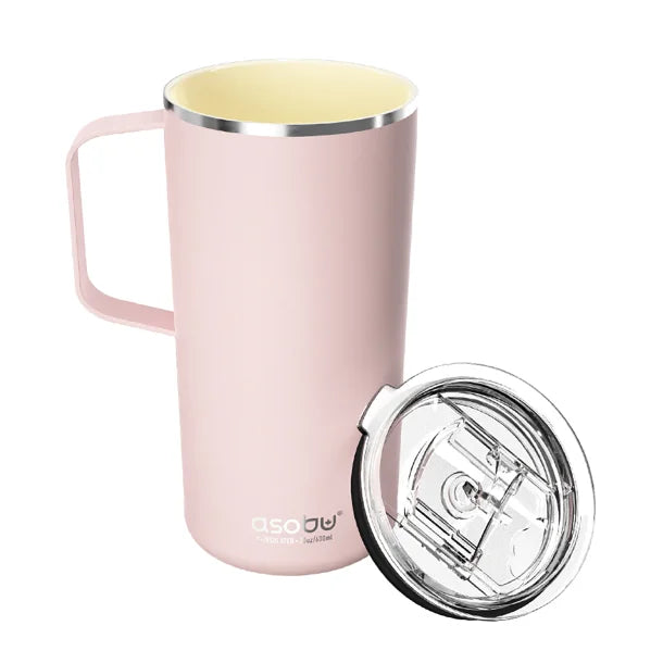 ASOBU® 20-Oz. Double-Wall-Insulated Stainless Steel Tower Coffee Mug with Ceramic Coating (Pink)