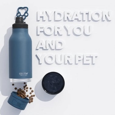 ASOBU® Buddy 32-Oz. 3-in-1 Water Bottle with Removable Dog Bowl and Food Compartment (Blue)