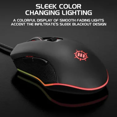 ENHANCE Infiltrate™ Blackout Corded Computer Gaming Mouse, 6 Buttons, Black