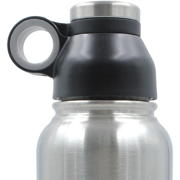 Brentwood® Geojug Stainless Steel Vacuum-Insulated Water Bottle (0.9 L; Black/Silver)