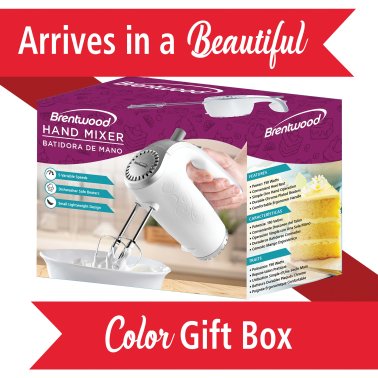 Brentwood® Lightweight 5-Speed Electric Hand Mixer (White)