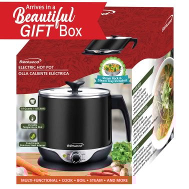 Brentwood® 1.9-Qt. 600-Watt Stainless Steel Cordless Electric Hot Pot Cooker and Food Steamer with Swivel Base