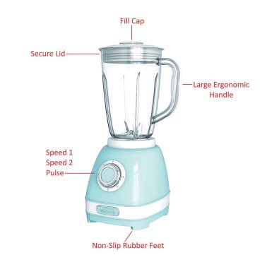 Brentwood® 2-Speed Retro Blender with 50-Ounce Plastic Jar