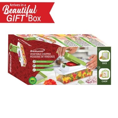 Brentwood® Food Chopper and Vegetable Dicer with 6.75-Cup Storage Container and Stainless Steel Blades