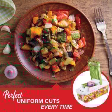 Brentwood® Food Chopper and Vegetable Dicer with 6.75-Cup Storage Container and Stainless Steel Blades