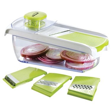 Brentwood® Mandolin Slicer with 5-Cup Storage Container and 4 Interchangeable Stainless Steel Blades