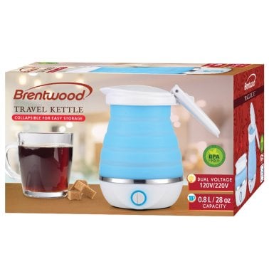 Brentwood® .85-Quart Dual-Voltage Collapsible Travel Kettle (Blue)