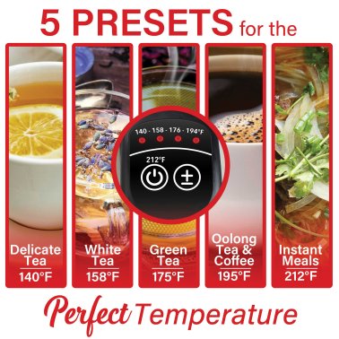 Brentwood® 1,500-Watt 1.79-Qt. Cordless Digital Stainless Steel Kettle with 5 Temperature Presets and Swivel Base