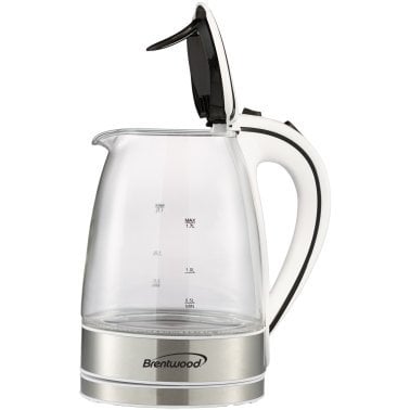 Brentwood® 1,100-Watt 1.8-Qt. 7-Cup Cordless Tempered-Glass Electric Kettle with Auto Shut-off (White)