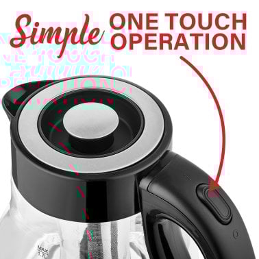 Brentwood® 1.79-Qt. 1,100-Watt Cordless Glass Electric Kettle with Tea Infuser and Swivel Base (Black)