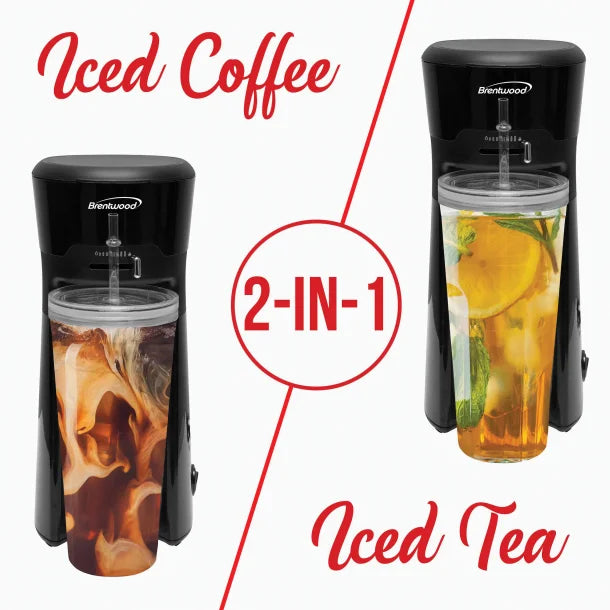 Brentwood® Single-Serve Iced Coffee and Tea Maker with 20-Oz. Insulated Tumbler and Reusable Filter