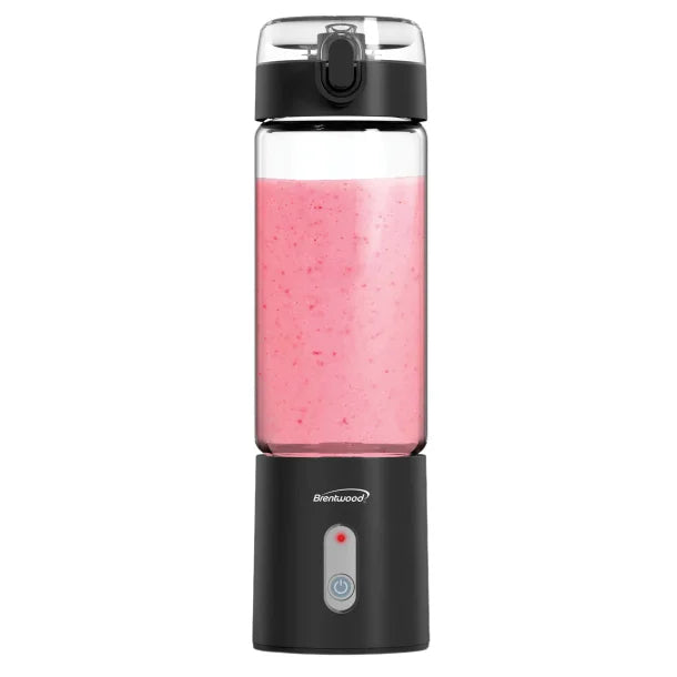 Brentwood® 50-Watt 17-Oz. Portable Battery-Operated USB-Chargeable Glass Blender (Black)