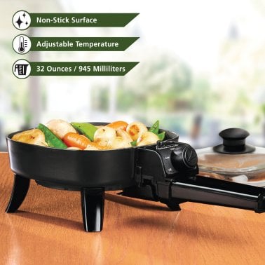 Brentwood® 6-In. 600-Watt Nonstick Electric Skillet with Glass Lid