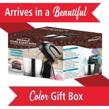 Brentwood® 5-Speed + Turbo Electric Stand Mixer with Bowl (Black)