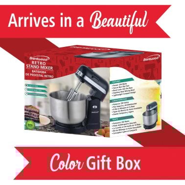 Brentwood® 5-Speed Stand Mixer with 3.5-Quart Stainless Steel Mixing Bowl (Black)