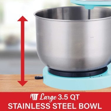 Brentwood® 5-Speed Stand Mixer with 3.5-Quart Stainless Steel Mixing Bowl (Blue)