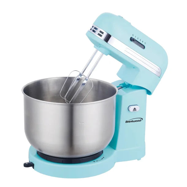 Brentwood® 5-Speed Stand Mixer with 3.5-Quart Stainless Steel Mixing Bowl (Blue)
