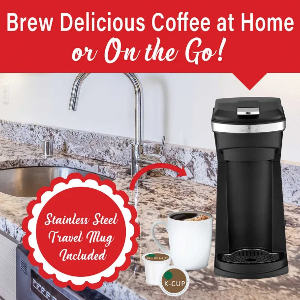 Brentwood® 800-Watt Single-Serve Coffee Maker with Reusable Filter Basket for K-Cup® Pods and Ground Coffee