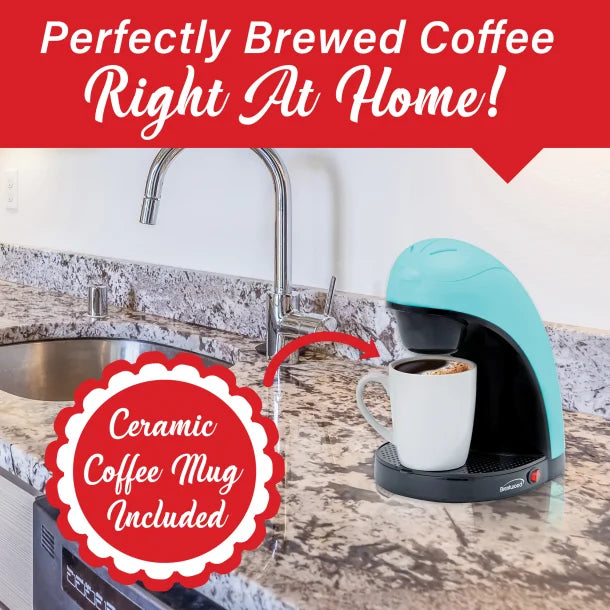 Brentwood® Single-Serve Drip Coffee Maker with Ceramic Mug (Blue)