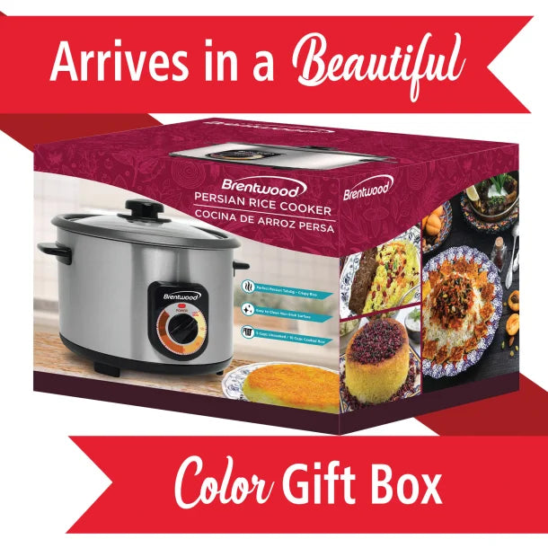 Brentwood® 5-Cups Uncooked/10-Cups Cooked Electric Crunchy Persian Rice Cooker, Stainless Steel