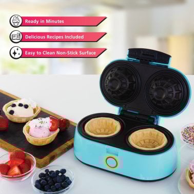 Brentwood® Just For Fun 2-Waffle Electric Waffle Bowl Maker, Blue