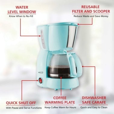 Brentwood® 650-Watt 4-Cup Coffee Maker (Blue)