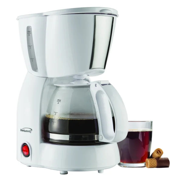 Brentwood® 650-Watt 4-Cup Coffee Maker (White)
