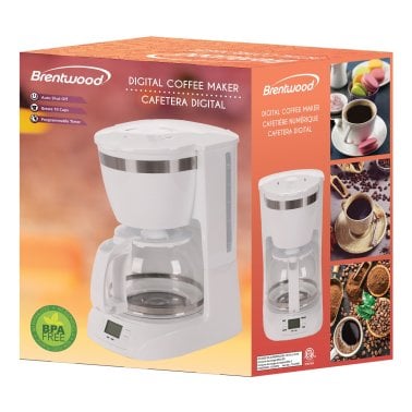 Brentwood® 10-Cup Digital Coffee Maker (White)