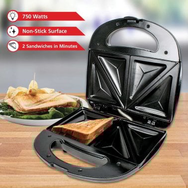 Brentwood® Nonstick Compact Dual Sandwich Maker (Black)