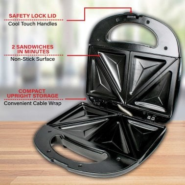 Brentwood® Nonstick Compact Dual Sandwich Maker (Black)