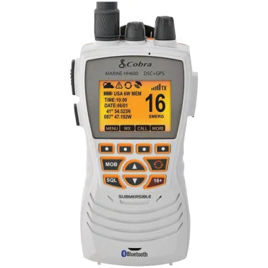 Cobra Marine® DSC Floating VHF Marine Radio with Built-in GPS and Bluetooth® (White)