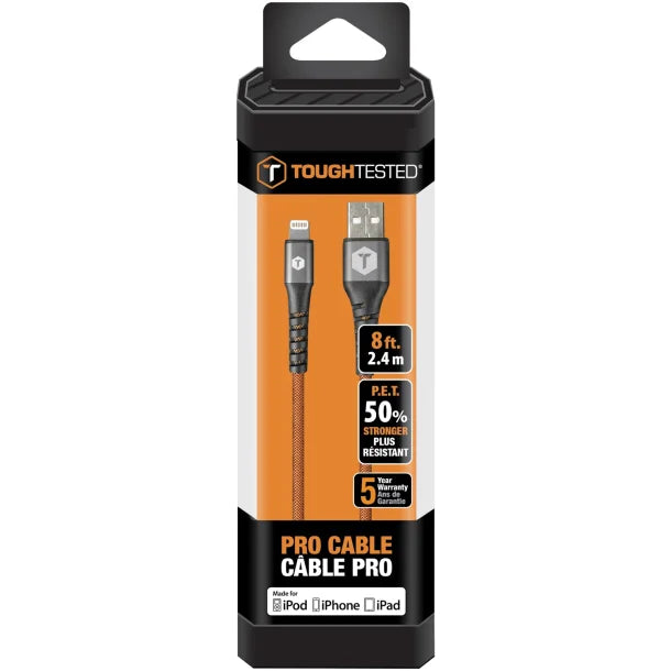 ToughTested® PRO Armor Weave Lightning® to USB Cable with Slim Tip, 8-Ft.