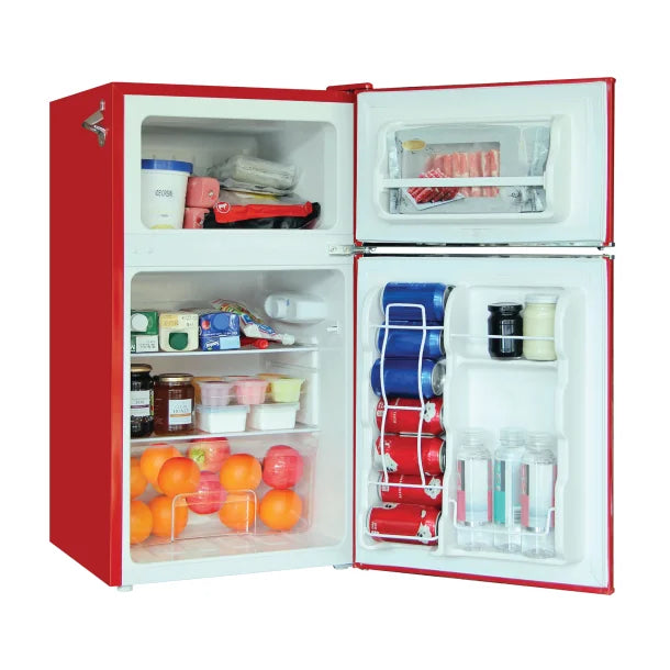 Frigidaire® 3.2-Cu Ft. 2-Door Retro Compact Bar Fridge with Freezer and Side Bottle Opener, EFR840 (Red)