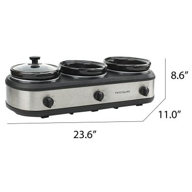 Frigidaire® 420-Watt Triple Slow Cooker and Buffet Server with Three 2.5-Quart Ceramic Pots