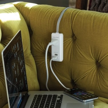 CyberPower® GC106U Reach and Charge™ USB and AC Power Cord, 6-Foot Braided Cable