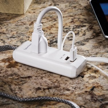 CyberPower® GC106U Reach and Charge™ USB and AC Power Cord, 6-Foot Braided Cable