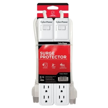 CyberPower® MP1073SS 2-Pack of Essential Surge-Protector 6-Outlet Power Strips, 2-Foot Cord