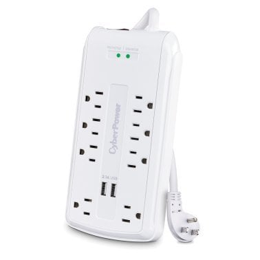 CyberPower® P806U Home Office Surge-Protector 8-Outlet Power Strip with 2 USB Ports, 6-Foot Cord