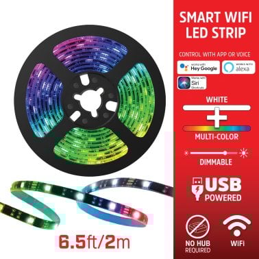 Energizer® Connect Smart Wi-Fi® Dimmable Bright White and Multicolor LED Light Strip, 6.56 Feet