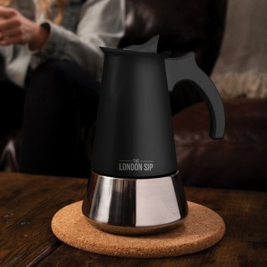 The London Sip® 10-Cup Stainless Steel Stovetop Espresso Maker, Matte Black