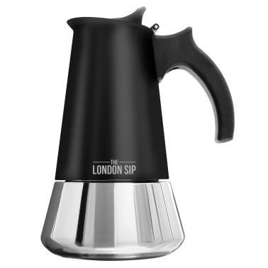 The London Sip® 10-Cup Stainless Steel Stovetop Espresso Maker, Matte Black