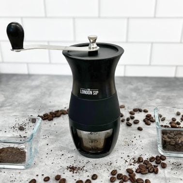 The London Sip® Manual Glass and Ceramic Burr Coffee Grinder