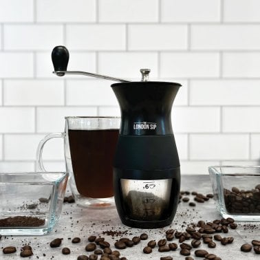 The London Sip® Manual Glass and Ceramic Burr Coffee Grinder