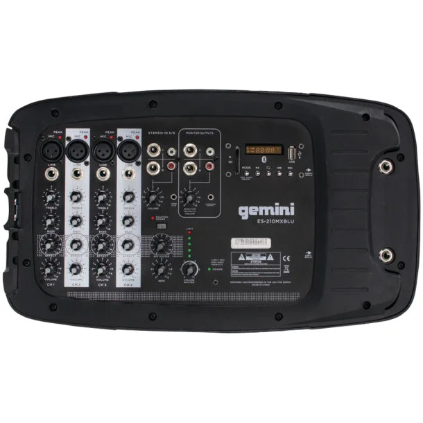 Gemini® Bluetooth® Portable PA System with Speakers, Mixer, and Wired Microphone, Black, SS-210MXBLU