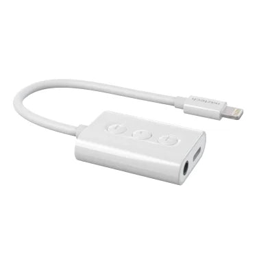 Naztech® 3.5-mm Audio + Charge Adapter with Built-in Lightning® Cable and Remote for iPhone®, 14596, White