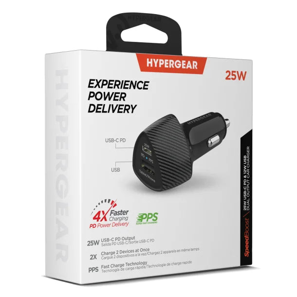 HyperGear® SpeedBoost 25-Watt PD Dual-Output Car Charger